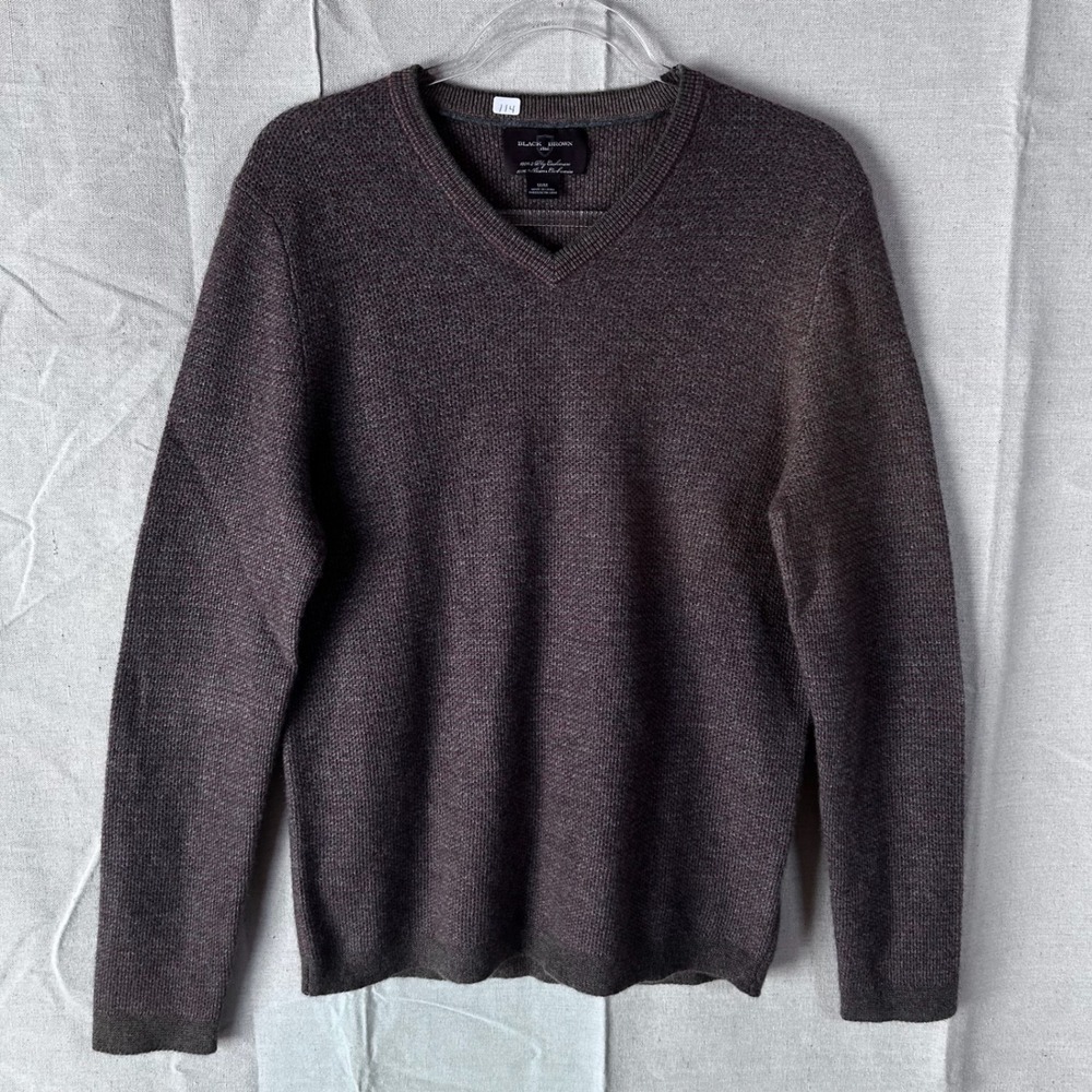 Black Brown 1826 Mens Brown 100% 2-Ply Cashmere V-Neck Sweater Size Medium